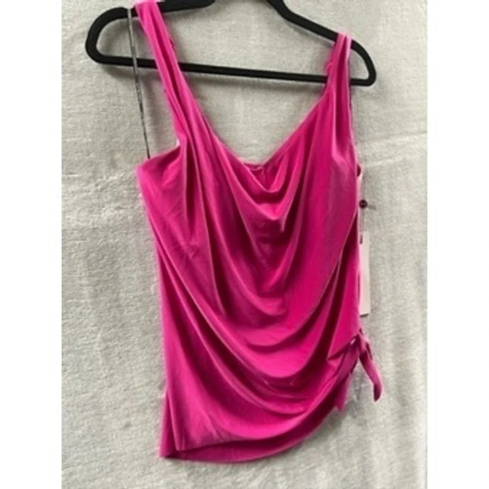 Magicsuit Women Ruby Red Draped Cowl Neck Side Tie‎ Tankini Swim Top Size 8 NEW